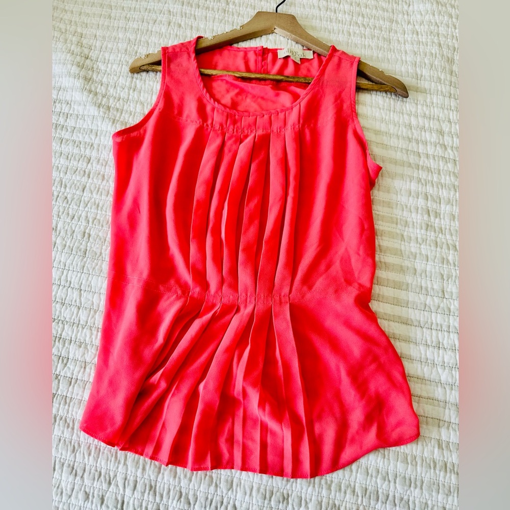 Pink flow loose girly oak & o live shirt short sleeve with pleated small